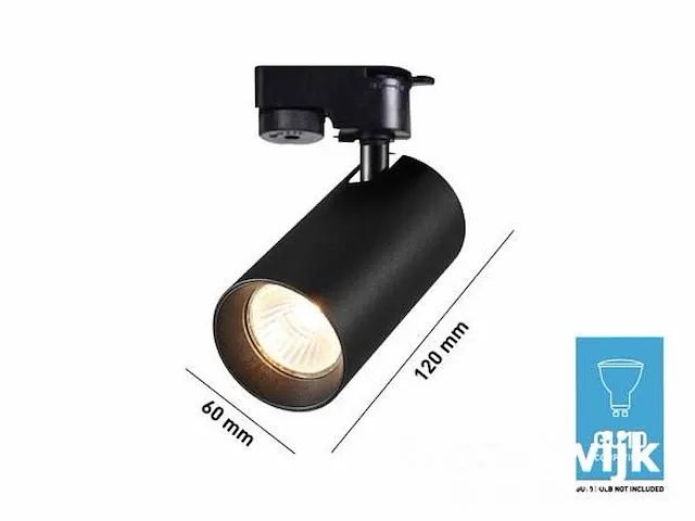 Railspot gu10 armatuur cilinder zand zwart met ring draaibaar - afbeelding 4 van  5
