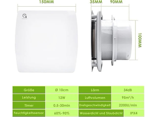 Randaco badkamerventilator 100 mm - afbeelding 2 van  4