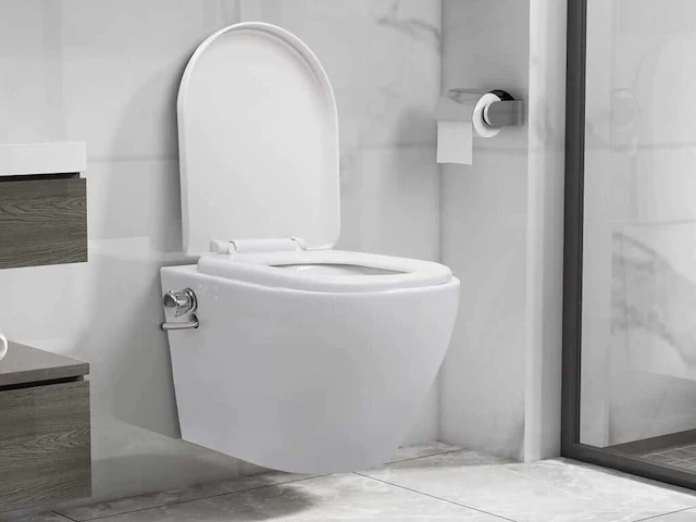 Randloos wandcloset met bidetfunctie keramisch wit + bevestigingsbeugel - afbeelding 1 van  19