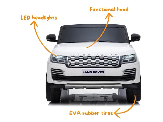 Range rover vogue elektrische kinderauto 12v - 2-zits - 1 tot 6 jaar - rubberen banden - wit (nieuw) - afbeelding 3 van  8