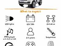 Range rover vogue elektrische kinderauto 12v - 2-zits - 1 tot 6 jaar - rubberen banden - wit (nieuw) - afbeelding 7 van  8