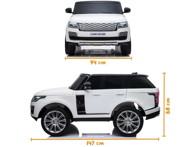 Range rover vogue elektrische kinderauto 12v - 2-zits - 1 tot 6 jaar - rubberen banden - wit (nieuw) - afbeelding 8 van  8