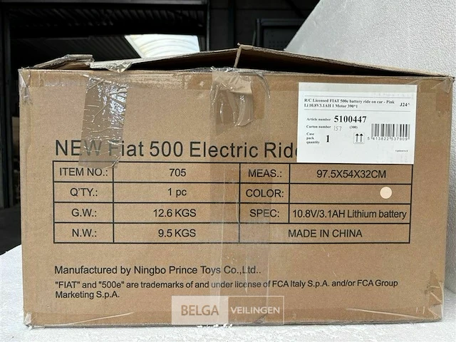 R/c licensed fiat 500e battery ride on car pink - afbeelding 3 van  4