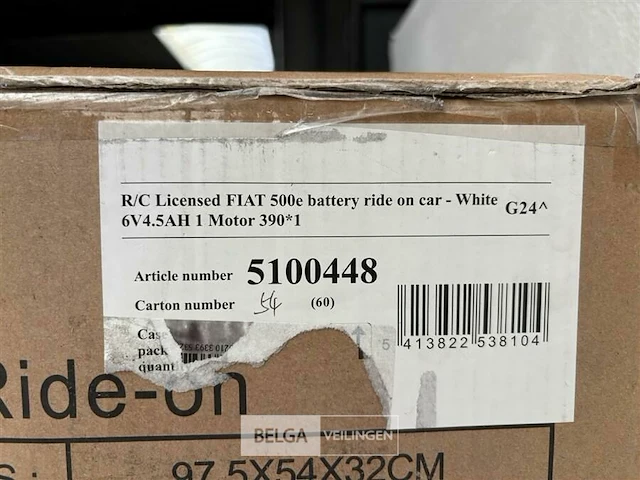 R/c licensed fiat 500e battery ride on car white - afbeelding 5 van  5