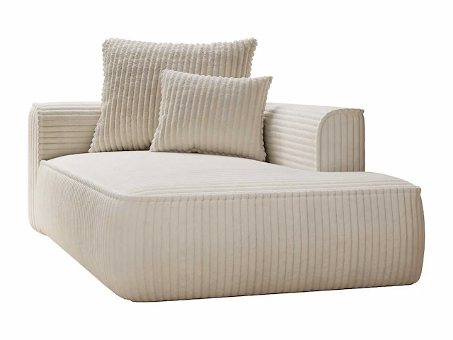 Rechte chaise longue - beige ribbelig corduroy - afbeelding 2 van  7