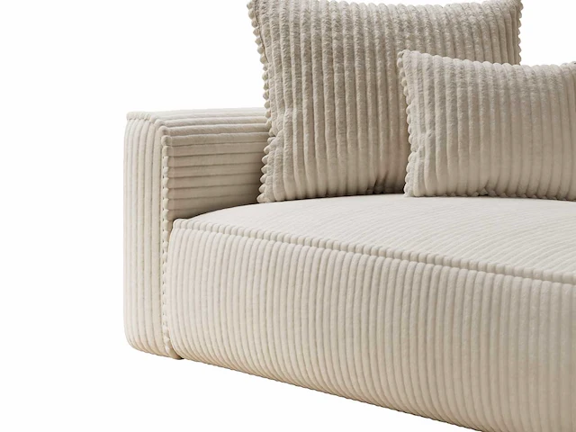 Rechte chaise longue - beige ribbelig corduroy - afbeelding 4 van  7