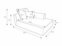 Rechte chaise longue - beige ribbelig corduroy - afbeelding 6 van  7