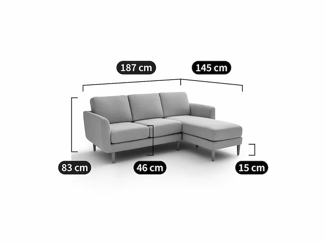 Rechter hoekbank - getextureerde stof - afbeelding 5 van  6