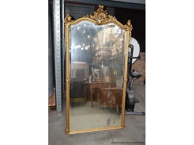Rechth wandspiegel met kader, beschadigd, afm plm 195x98cm - afbeelding 1 van  2