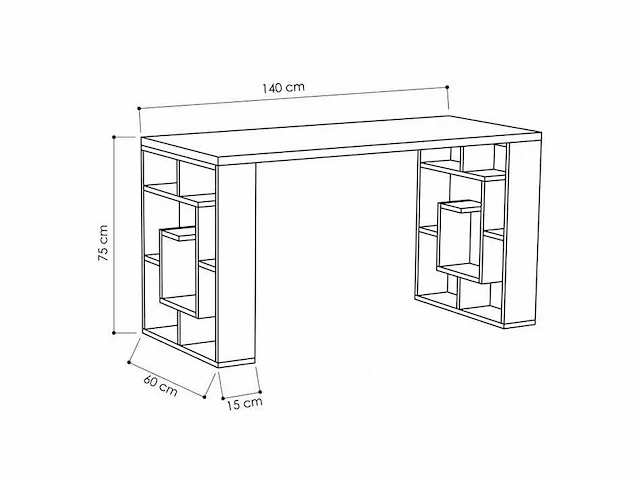 Rechthoekig bureau van 140 cm in spaanplaat, licht eiken en witte afwerking forme - afbeelding 2 van  2