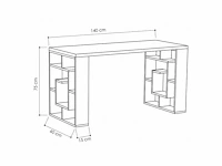 Rechthoekig bureau van 140 cm in spaanplaat, licht eiken en witte afwerking forme - afbeelding 2 van  2
