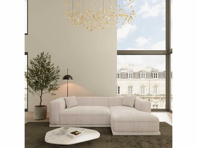 Rechthoekige bank - beige stof - afbeelding 1 van  7