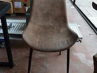 Rechthoekige eettafal metalen voet houten blad 1,60x0,75x0,64 , 4 stoelen similederen zit - afbeelding 6 van  7