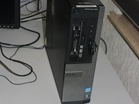 Rechthoekige schrijftafel 80x160 cm, rolbureelstoel met zwarte stoffen zit en rug, centrale eenheid dell optiplex 390 core i3, 2 monitors samsung s24e650 (18,20,35,37) - afbeelding 3 van  5