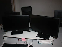 Rechthoekige schrijftafel 80x160 cm, rolbureelstoel met zwarte stoffen zit en rug, centrale eenheid dell optiplex 3020 core i3, 2 monitors samsung s24e650 (18,20,36,39) - afbeelding 5 van  6