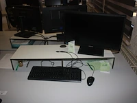 Rechthoekige schrijftafel 80x160 cm, rolbureelstoel met zwarte stoffen zit en rug, monitor samsung s24e650 (18,20,37) - afbeelding 3 van  5