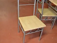Rechthoekige tafel met 4 stoelen, keukentafel chroom onderstel met 1 stoel, 2 krukjes - afbeelding 7 van  7