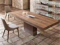 Rechthoekige uitschuifbare eettafel in notenhout - afbeelding 1 van  8