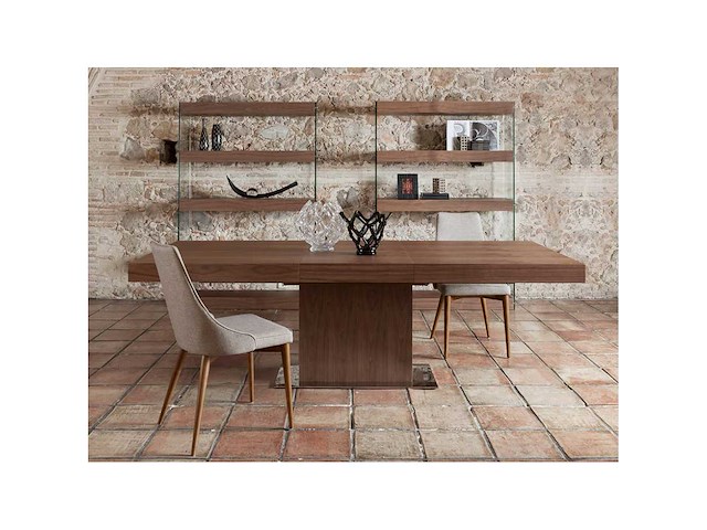 Rechthoekige uitschuifbare eettafel in notenhout - afbeelding 4 van  8