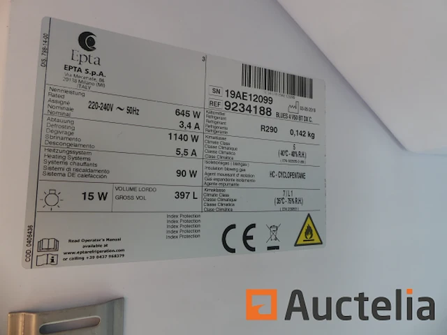 Rechtopstaande vriezer met glazen deur epta - afbeelding 4 van  6