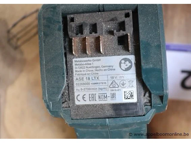 Reciprozaag metabo ase 18 ltx, zonder batterij - afbeelding 2 van  2