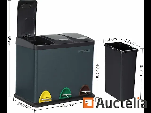 Recycling vuilnisbakken, 3-in-1 pedaal vuilnisbakken - afbeelding 4 van  7