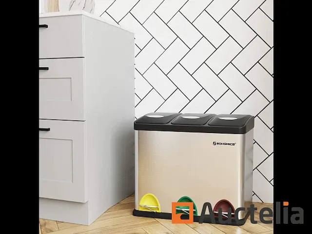 Recycling vuilnisbakken, 3-in-1 pedaal vuilnisbakken - afbeelding 1 van  6