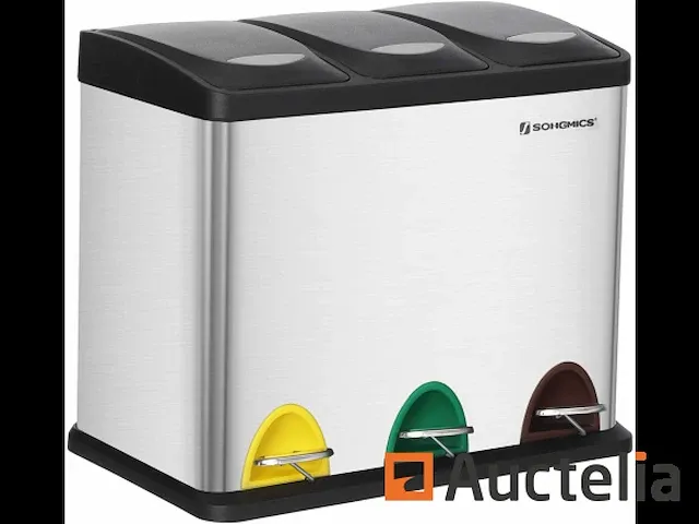 Recycling vuilnisbakken, 3-in-1 pedaal vuilnisbakken - afbeelding 3 van  6