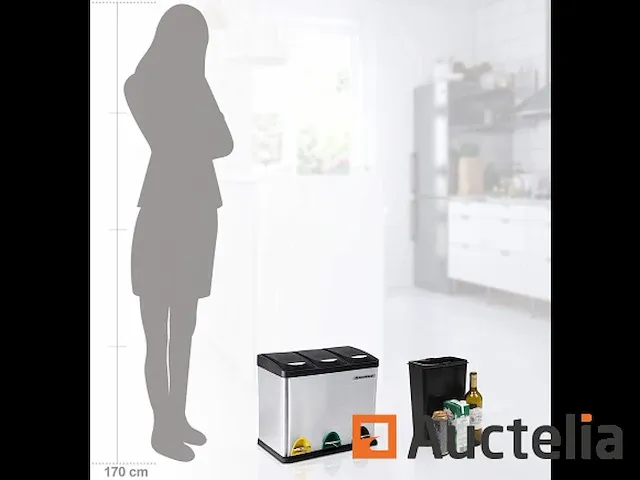 Recycling vuilnisbakken, 3-in-1 pedaal vuilnisbakken - afbeelding 4 van  6