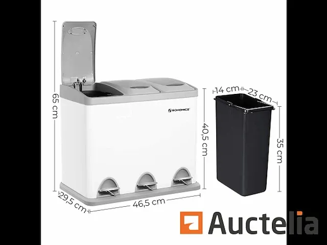 Recycling vuilnisbakken, 3-in-1 pedaal vuilnisbakken - afbeelding 4 van  7