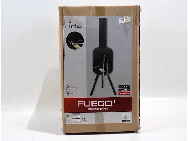 Red fire fuego l fireplace black + grill - afbeelding 1 van  3