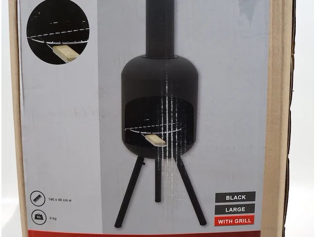 Red fire fuego l fireplace black + grill - afbeelding 2 van  3