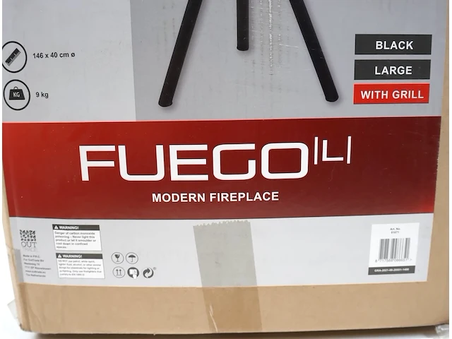 Red fire fuego l fireplace black + grill - afbeelding 3 van  3