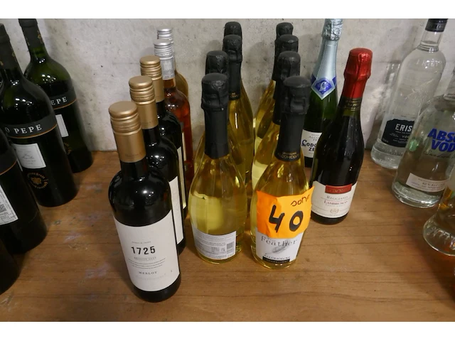 Reeks diverse flessen wijn met en zonder alcohol 15 stuks - afbeelding 1 van  3
