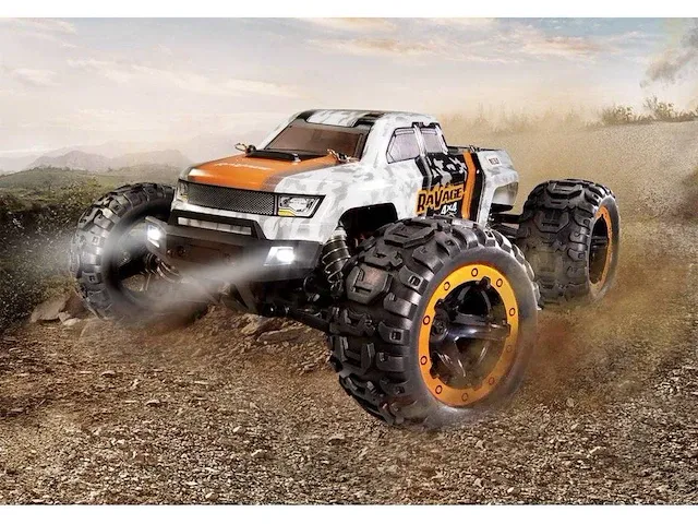 Reely ravage 4x4 oranje, wit brushed 1:16 rc auto elektro monstertruck 4wd - afbeelding 1 van  5