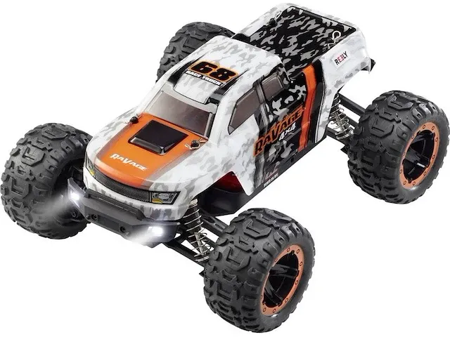 Reely ravage 4x4 oranje, wit brushed 1:16 rc auto elektro monstertruck 4wd - afbeelding 2 van  5