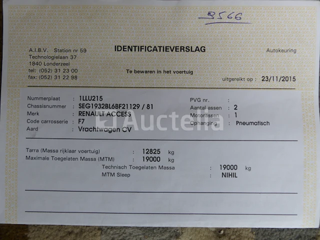 Ref:1450 - renault access vuilniswagen (2015-119.873 km)(vin:seg1932bl6bf21129) - afbeelding 31 van  37