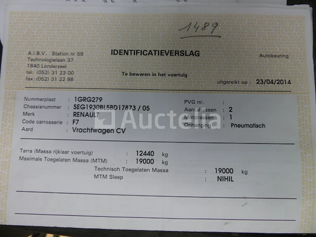 Ref:1489 - renault access vuilniswagen (vin: seg1930bl5bd17873) - afbeelding 32 van  38
