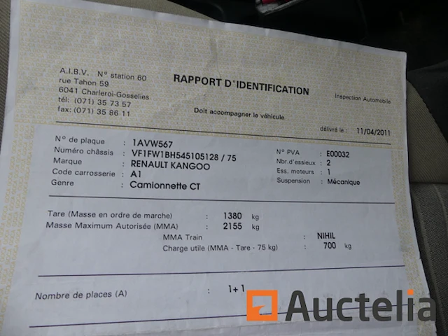 Ref:23 - auto van renault kangoo (2011-78.390 km) - afbeelding 6 van  21