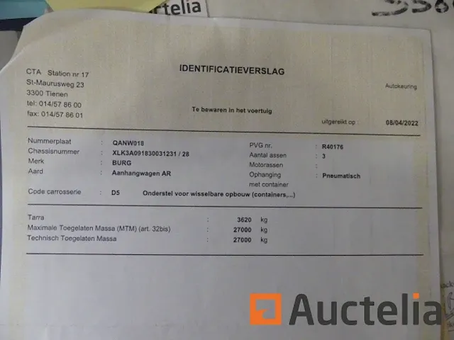 Ref:5730 - container aanhangwagen burg bpa 09-18 ac - afbeelding 9 van  22