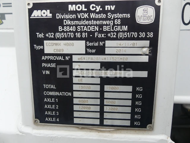 Ref:62481 - renault access vuilniswagen (2014-281.264 km) (vin: seg1930bl5bd17884) - afbeelding 26 van  34