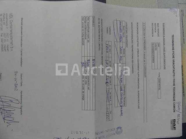 Ref:7604 - daf fascf 85 container vrachtwagen (2012-513.421 km) - afbeelding 38 van  48