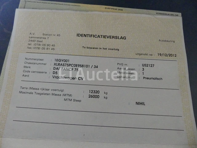 Ref:7613 - daf fancf 75 container vrachtwagen (2012-387.577 km) - afbeelding 36 van  48