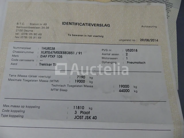 Ref:7741 - daf ftxf 105 trekker (2010-885.429 km) - afbeelding 26 van  40