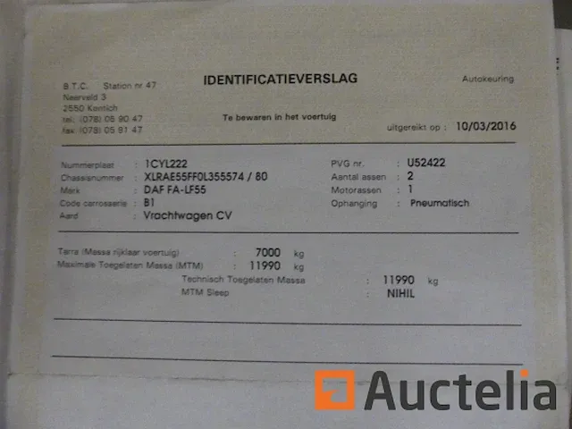 Ref:8520 - vrachtwagen hatchback met laadklep daf ae 55 lf5-12 - afbeelding 43 van  52