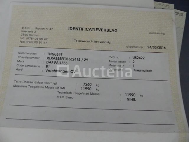 Ref:8647 - daf fa-lf55 bakwagen (2011-110.163 km) - afbeelding 29 van  47