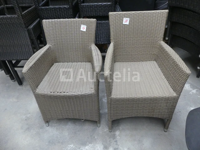 Ref:depot renkin - 10 stoelen met armleuningen in gevlochten riet - afbeelding 3 van  6