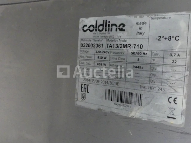 Ref:depot renkin - gekoelde rvs kast met achterwand coldline ta13/2mr-710 - afbeelding 5 van  6
