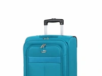 Reiskoffer - handbagage - stof - 2 wielen - h52 x b37 x d19 cm. - turquoise - afbeelding 1 van  6