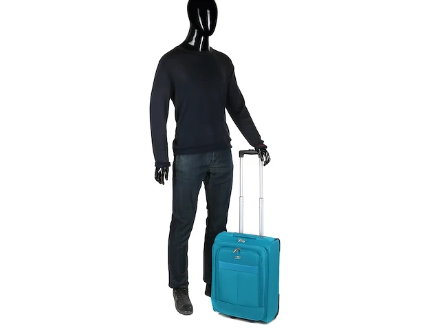 Reiskoffer - handbagage - stof - 2 wielen - h52 x b37 x d19 cm. - turquoise - afbeelding 2 van  6